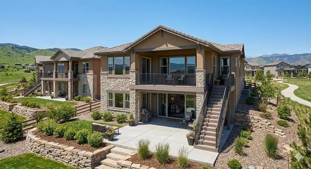 Walk-out basement home in Highlands Ranch CO with lower-level covered patio and elevated deck