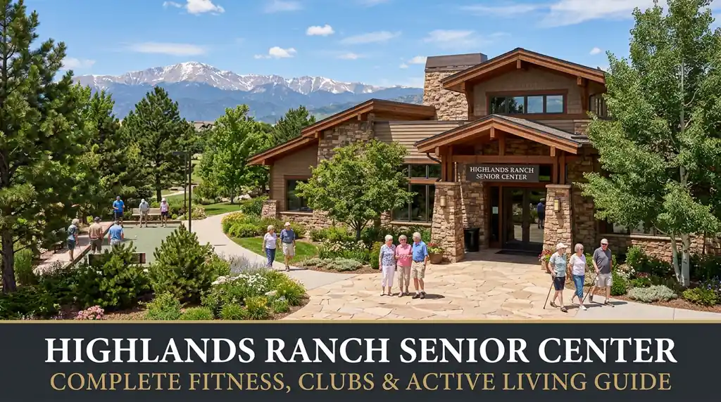 Highlands Ranch Senior Center building exterior and outdoor bocce courts at 200 E Highlands Ranch Parkway