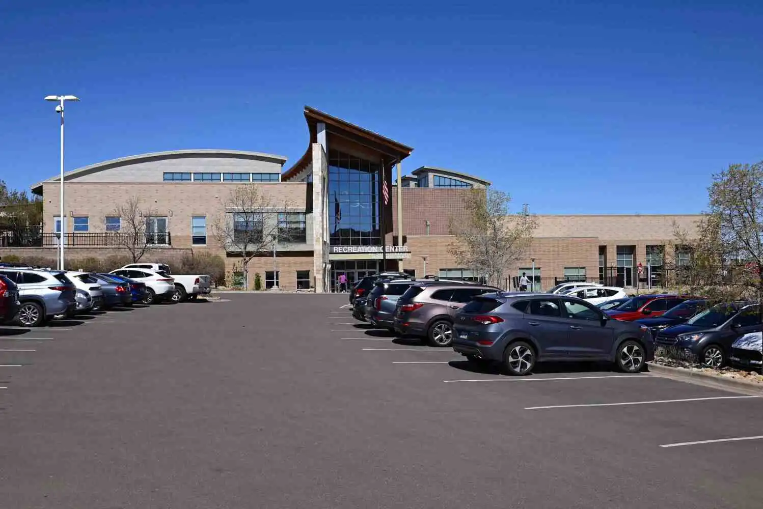 Southridge Recreation Center exterior and stone entrance in Southridge Highlands Ranch, Colorado